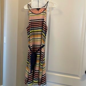 The Limited Pink & Navy striped dress with belt